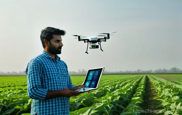 농업 연구소 협력 사례 - "Precision Agriculture in Rural India: Drone and AI Integration"**
A vibrant, wide shot of a modern ...