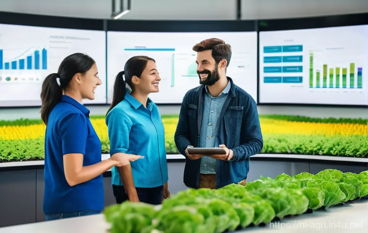 농업 스마트 팜 실습 - **Prompt 2: A Smart Farm in Harmony**
    An aerial perspective showcasing a meticulously managed sm...