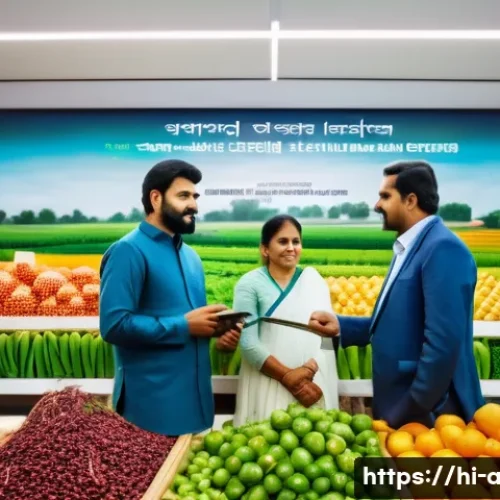 Home 24 농산물 수출 전략 - A vibrant and detailed scene depicting a diverse group of Indian farmers and agricultural exporters ...